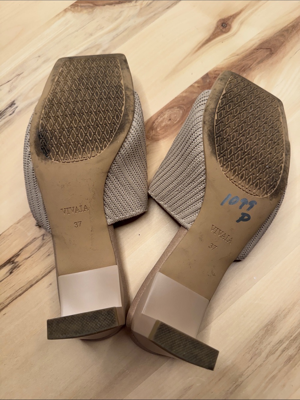 Vivaia Square-Toe Block Heel Sandals (Jade Pro) Almond Color 37 US 6.5 - Picture 6 of 7